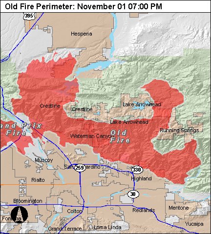 [Graphic]: Map graphic of Old Fire.